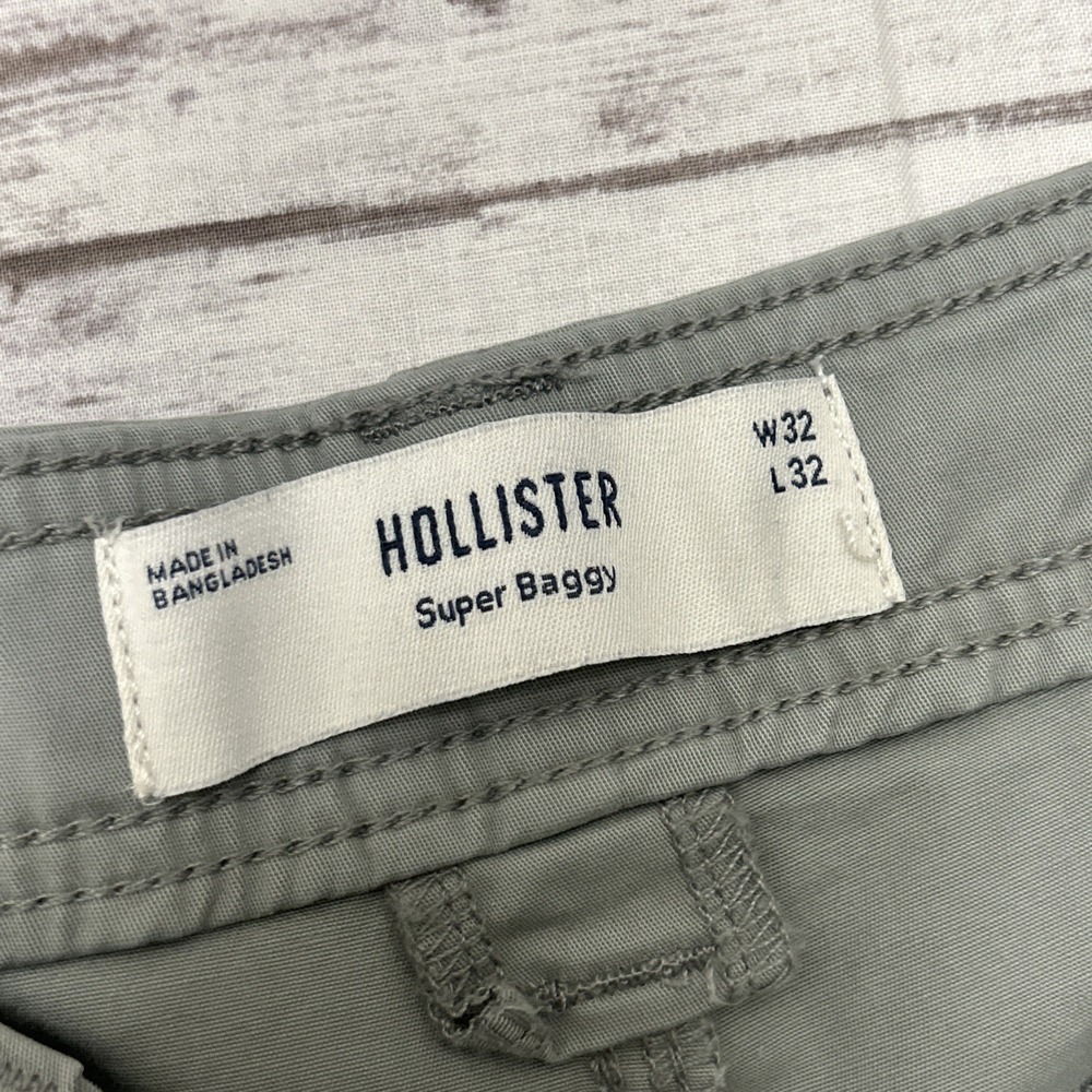 Hollister Super Baggy Cargo Pants Mens Size 34x30 Light Green Utility Y2K Cotton - Picture 3 of 10